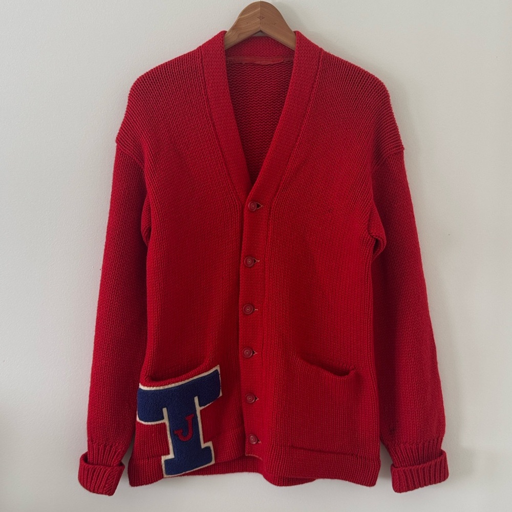 JIM THORPE Olympians‎ High School Vintage 50’s Red Letterman Cardigan Sweater